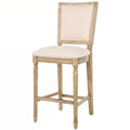 Buchanan Set of 2 Rustic Oak Bar Stools – Beige Linen