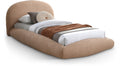 Francesca Beige Teddy Fabric Upholstered Floating Twin Bed (3 Boxes)