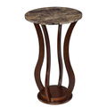 Elton Round Faux Marble Top Plant Stand Brown