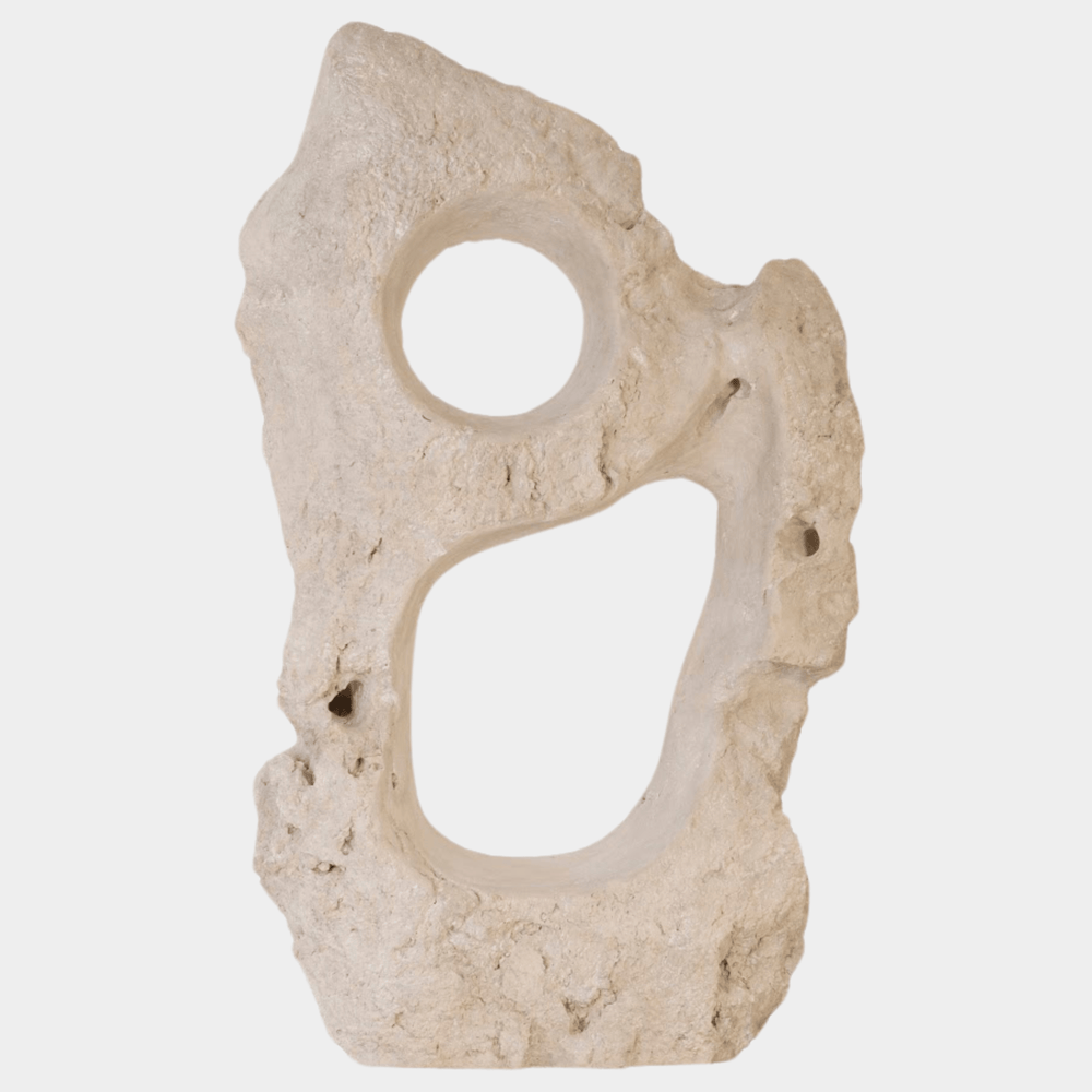 Colossal Double-Hole Roman Stone Sculpture – Modern Art 97"