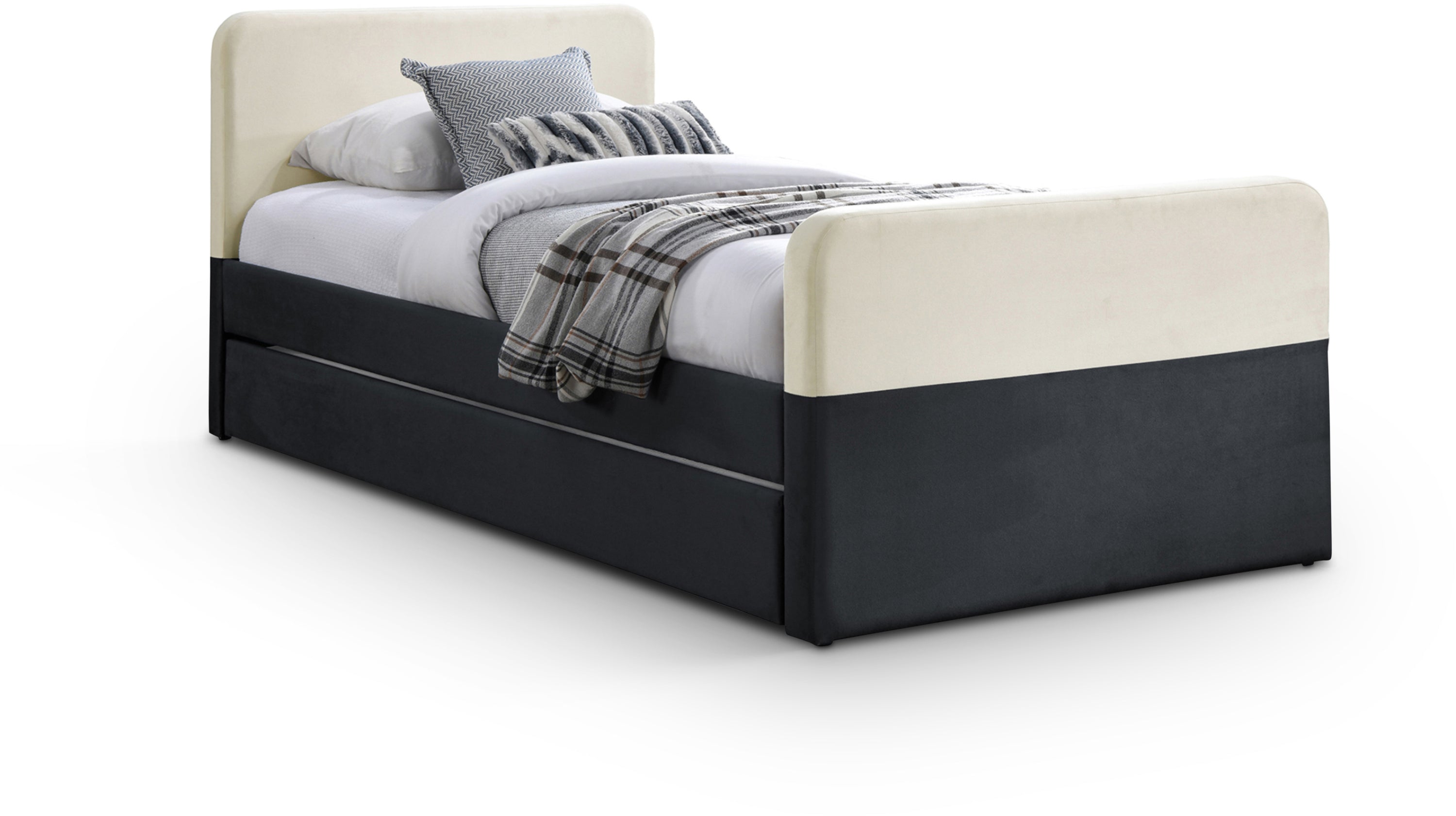Honora Velvet Upholstered Twin Trundle / Storage Bed
