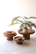 Set of Three Etched Wood Serving Stands