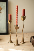 Set of Three Taper Candle Holders - Tulips
