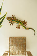 Hand Hammered Recycled Painted Metal Gecko Wall Hanging