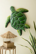 Hand Hammered Recycled Painted Metal Sea Turtle Wall Art
