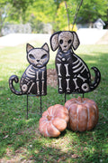 Set of Two Cat and Dog Skeleton Yard Picks