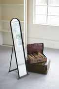 Arched Floor Mirror with Metal Frame and Stand