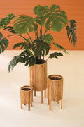 Set of Three Round Recycled Wood Planters