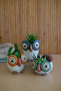 Set of Three Ceramic Owl Planters