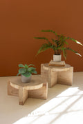 Set of Two Wooden Display Stools