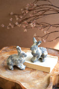 Set of Two Rustic Ceramic Rabbits