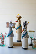 Set of Three Felt Party Animal Bottle Toppers - One Each Design
