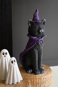 Painted Resin Black Cat with Purple Hat