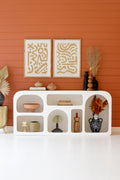 White Wood Cubbie Console Table