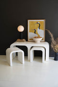 White Wood Rectangle Coffee Table with Nesting Accent Tables