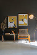 Set 2 Framed Prints Under Glass -Black White and Red Herons