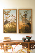 Set of Two Framed Heron Prints Under Glass