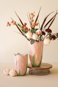 Set of Two Ceramic Vases - Pink and Green