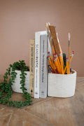 Set of Two Concrete Bookend Planters - White