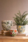 Set of Three Cement Planters - Olives, Lemons and Pomegranates