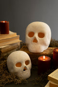 Set of Two Cement Halloween Skulls