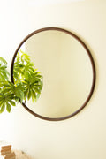 Round Wood Framed Mirror - 39.5"D