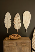 Set of Three Hand-Carved Paulownia Wood Leaves