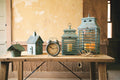 Set of Two Vintage Blue Shutter Lanterns
