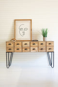Chest of 12 Wooden Drawers with Iron Legs