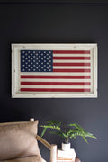Large Framed American Flag Under Glass