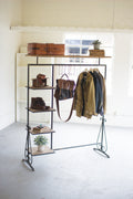 Wood and Metal Garment Display with Shelves