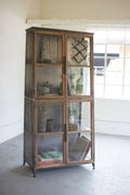 Metal & Wood Slanted Display Cabinet with Glass Doors