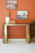 Oval Antique Brass Console Table