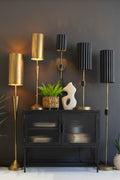 Antique Gold Table Lamp with Metal Barrel Shade