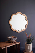 Woven Cane - Wrapped Flower Shaped Framed Mirror