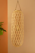Tall Oval Willow Lantern with Glass Insert - Natural 47"T