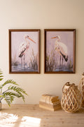Set of Two Framed Paint Over Print Herons