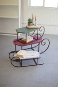 Set of Three Painted Wood and Metal Sleighs