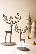 Set of Two Rustic Metal Reindeer