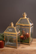 Set of Two Antique Gold Christmas Lanterns