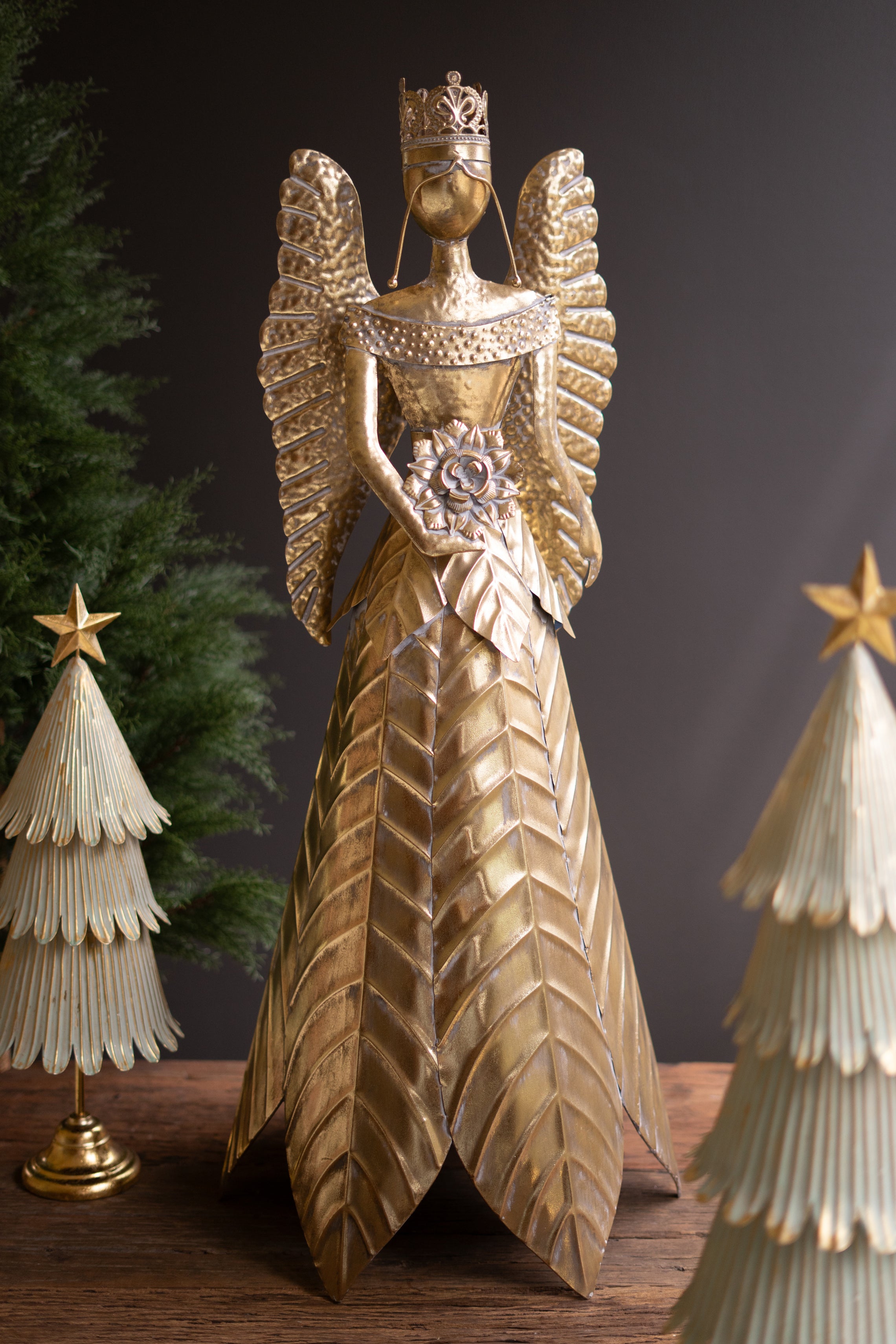 Large Table Top Metal Christmas Angel - 39"T