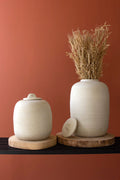Set of Two Off-White Ceramic Canisters