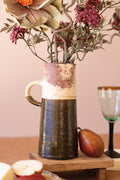 Tall Single Handle Black and While Vase