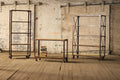 Large Iron & Wood Display with Five Shelves & Iron Casters