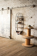 Metal and Wood Oval Wall Shelf