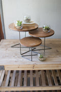 Set of Three Round Wire Display Risers with Wood Tops