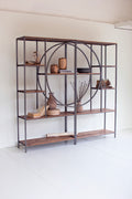 Wood and Metal Shelving Unit with Demilune Detail