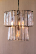 Two Tiered Round Pendant Light with Glass Chimes