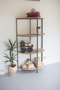 Recycled Wood and Metal Demi Lune Shelving Unit
