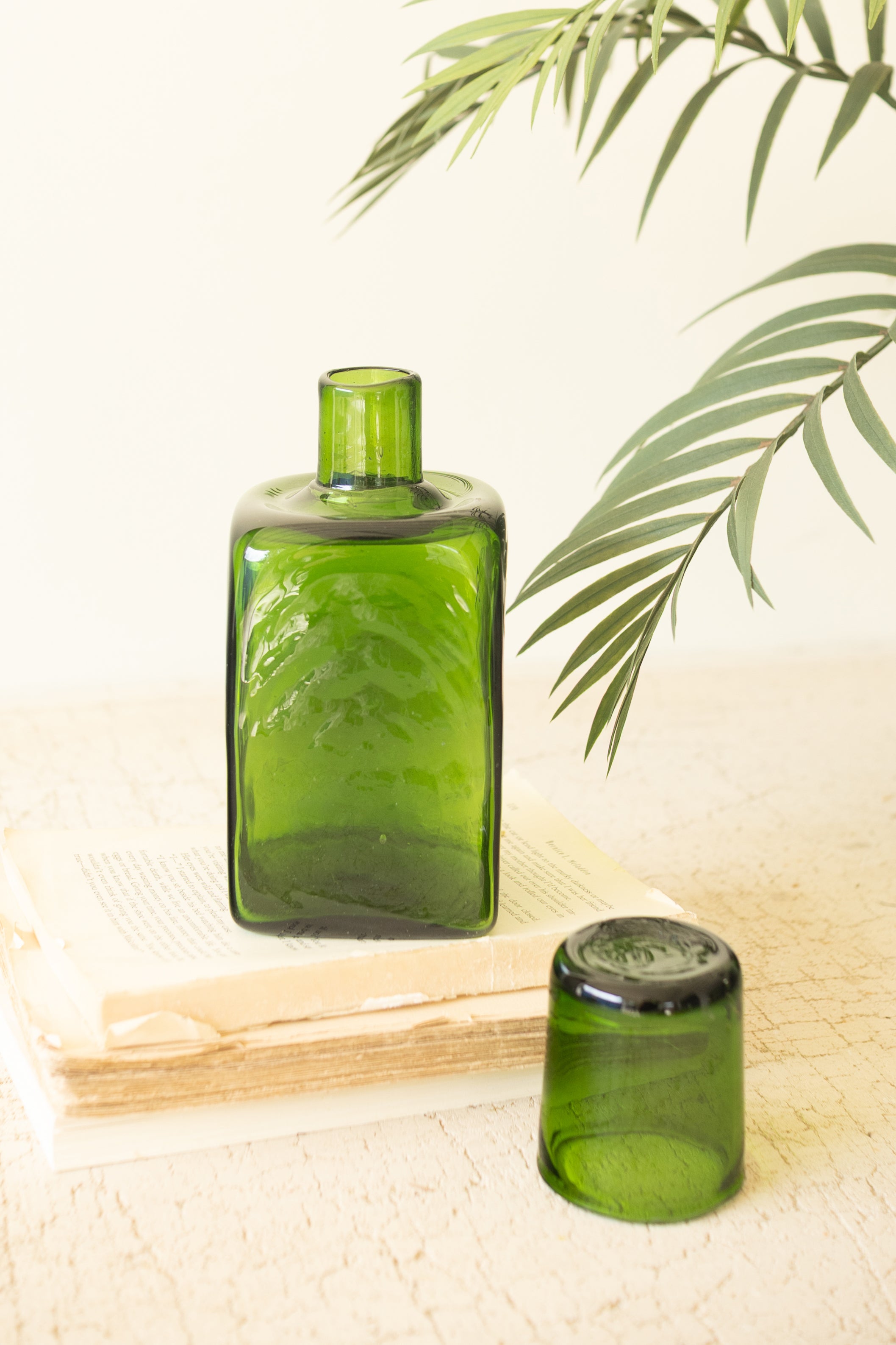 Bedside Water Carafe and Drinking Glass - Green